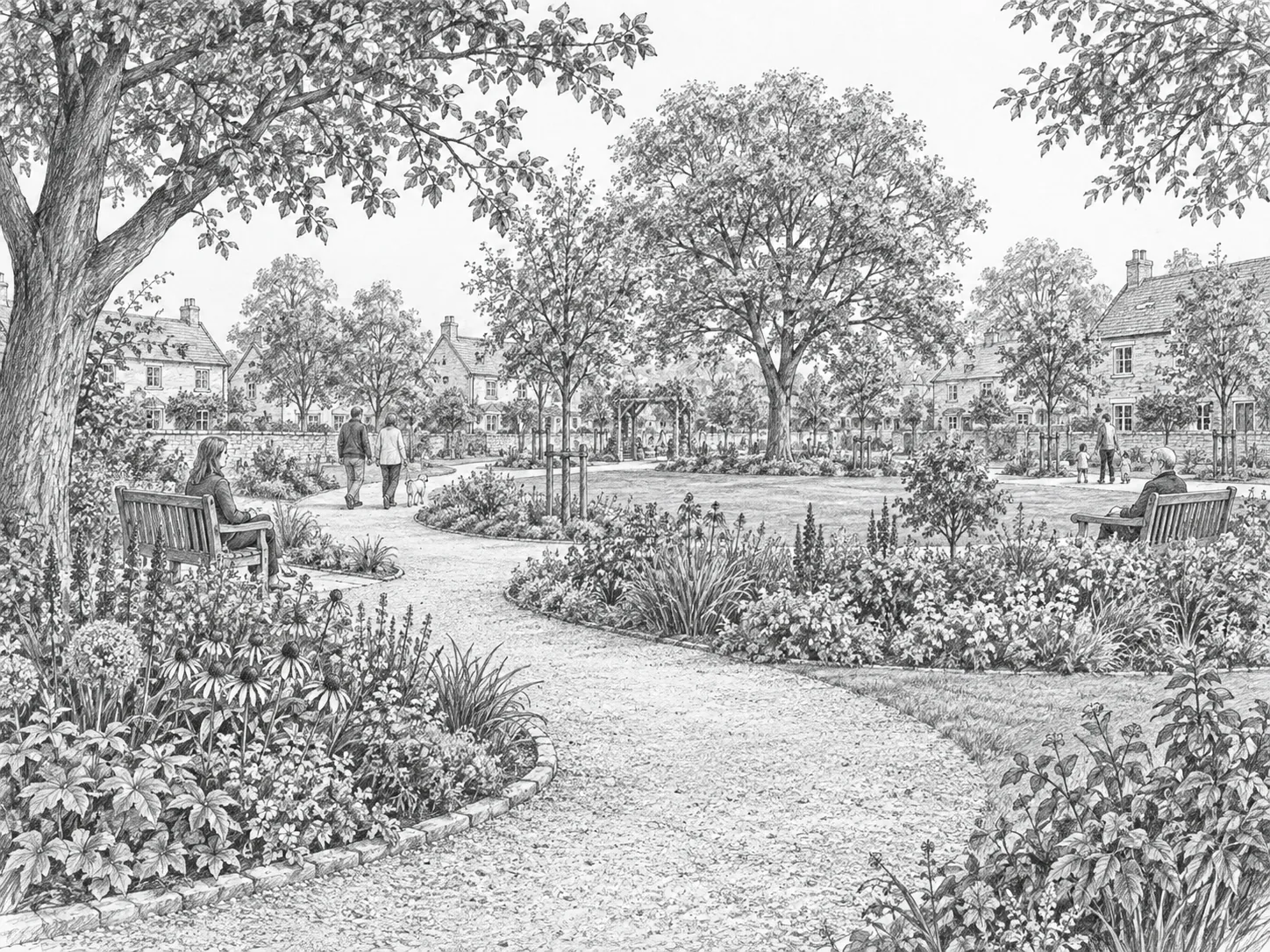 Families enjoying the Boyd Park public garden